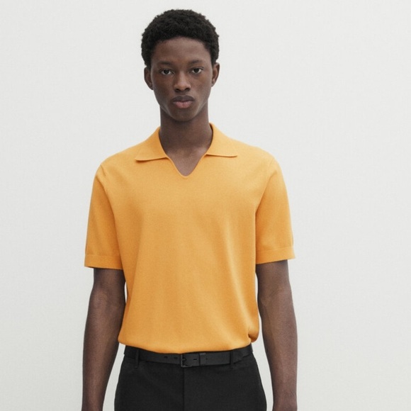 NWT. Massimo Dutti Mustard Viscose Blend Milano Polo-Style Knit Sweater. Size M. - Picture 1 of 7